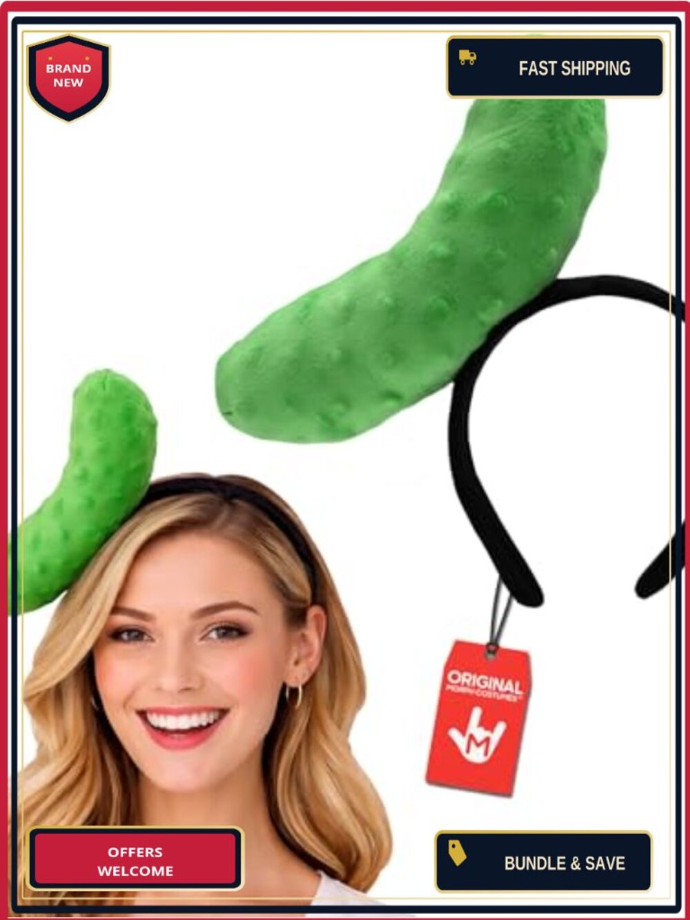 Plush Pickle Headband Novelty Costume Hat Adult Funny Party Accessory